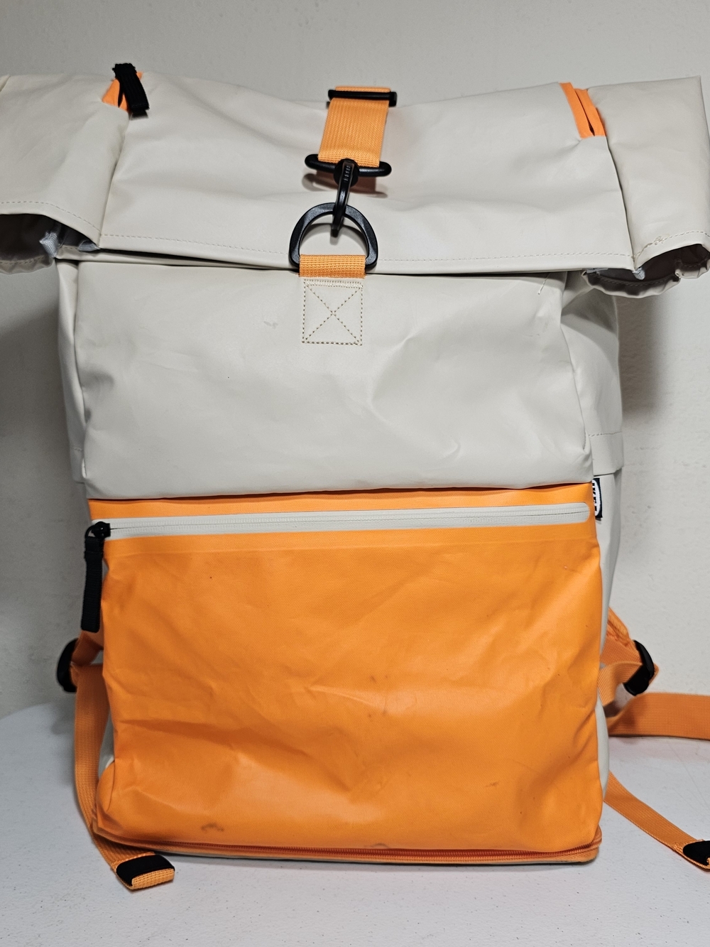 Ikea Forenkla or Sommar Orange Grey Large Travel or Weekend Roll top Backpack